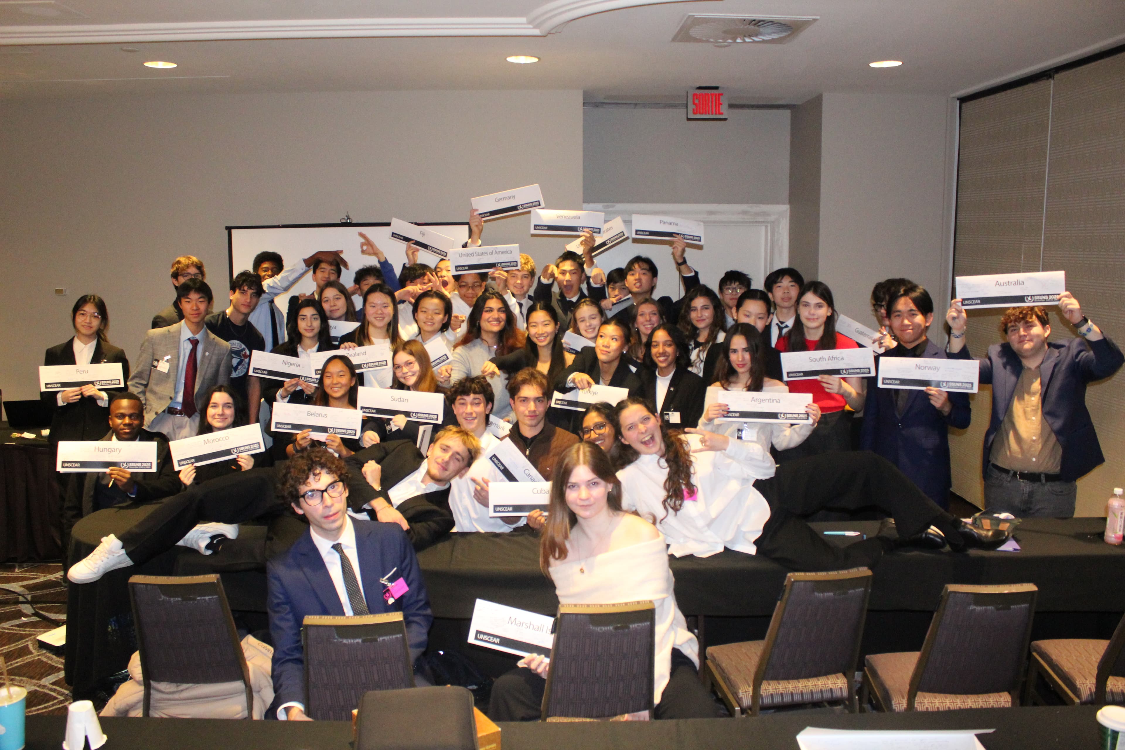 Delegates gathering between committee sessions